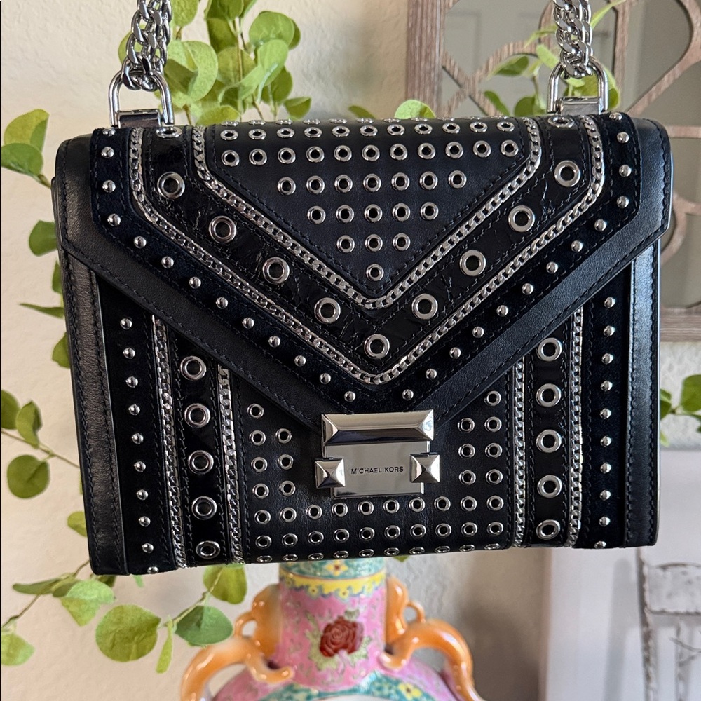 Whitney Large Grommeted Leather Convertible Shoulder Bag
